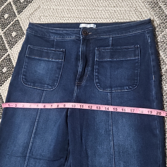 LC Lauren Conrad Wide Leg Super High Rise Trouser Dark Blue Jeans - Picture 12 of 15